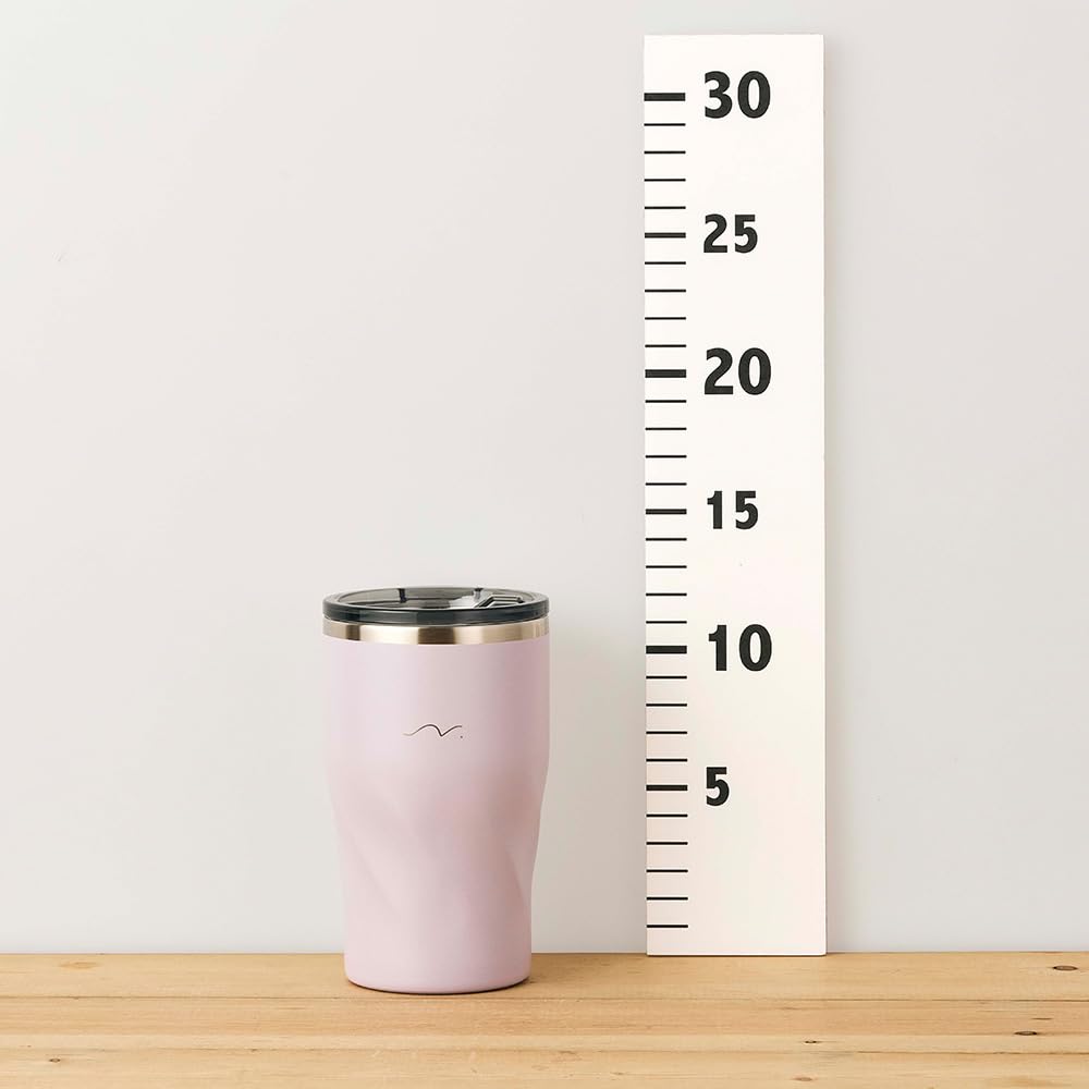 Doshisha 's "Nigoro" Tumbler, 360ml, Vacuum Insulated, Keeps Hot or Cold, with Lid, Stainless Steel, Light Pink, KIND