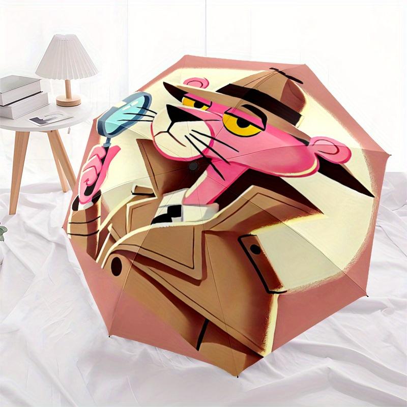 Pink Panther Detektiv Automatisches Öffnen/Schließen Regenschirm   Kompakter Reise Regenschirm, 8 Speichen Stabile Konstruktion, Ideales Geschenk, 144