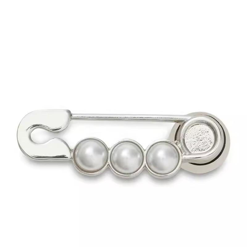 Crocs Pearl Pin Pattern Shoe Accessories Unisex Couple Silver/White