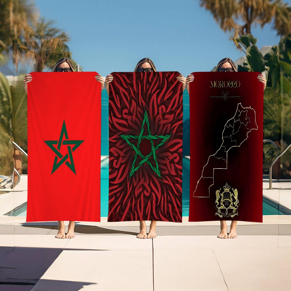Textilien Morocco Map Flag Microfiber Printed Beach Towel Mountain Climbing Yoga Beach Swimming Running Absorbent Soft Towel
