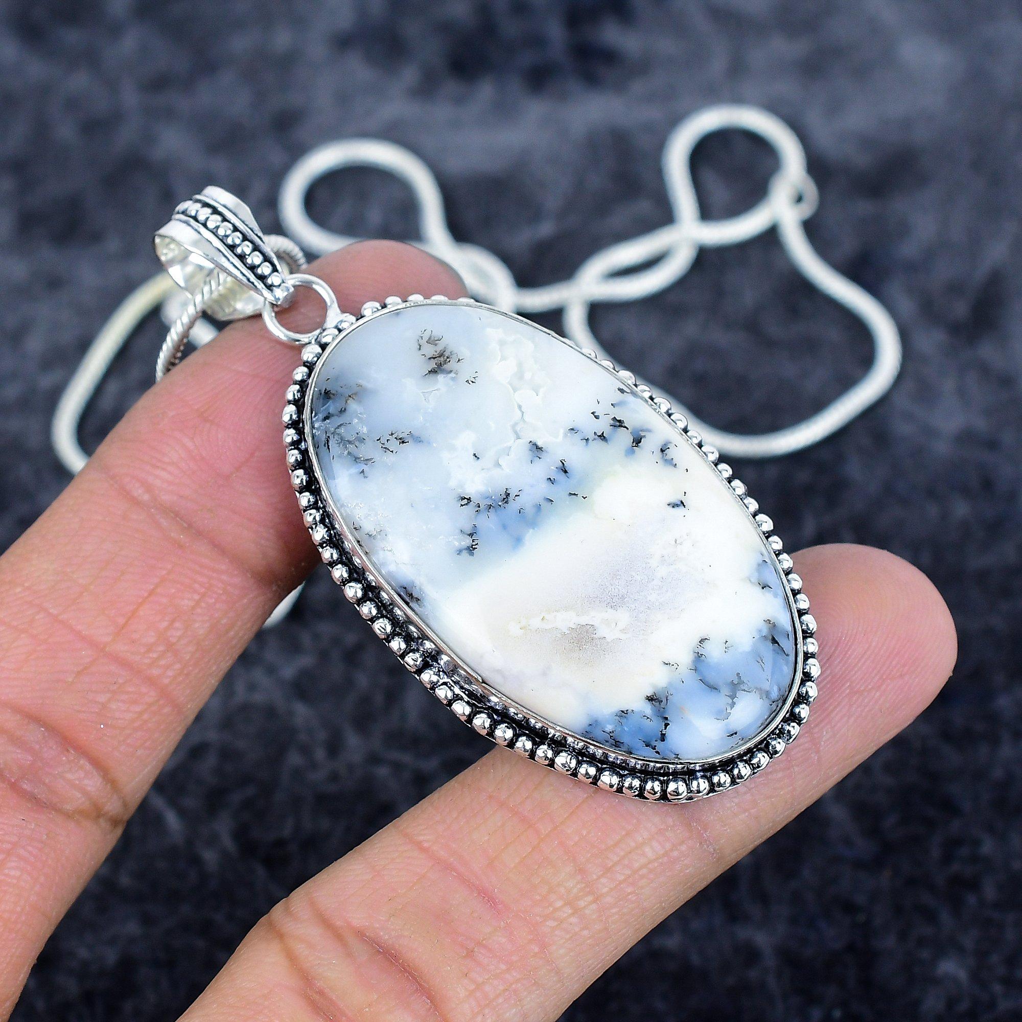 

Dendrite Opal Gemstone Handmade 925 Sterling Silver Jewelry Pendant 2.52 M-2973