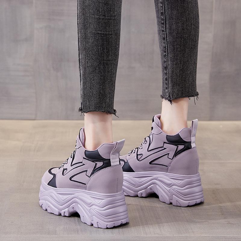 Trend tatínkových bot Nové všestranné oblíbené dámské sportovní boty pro volný čas se silnou podrážkou a vysokou vnitřní výškou na jaře a na podzim