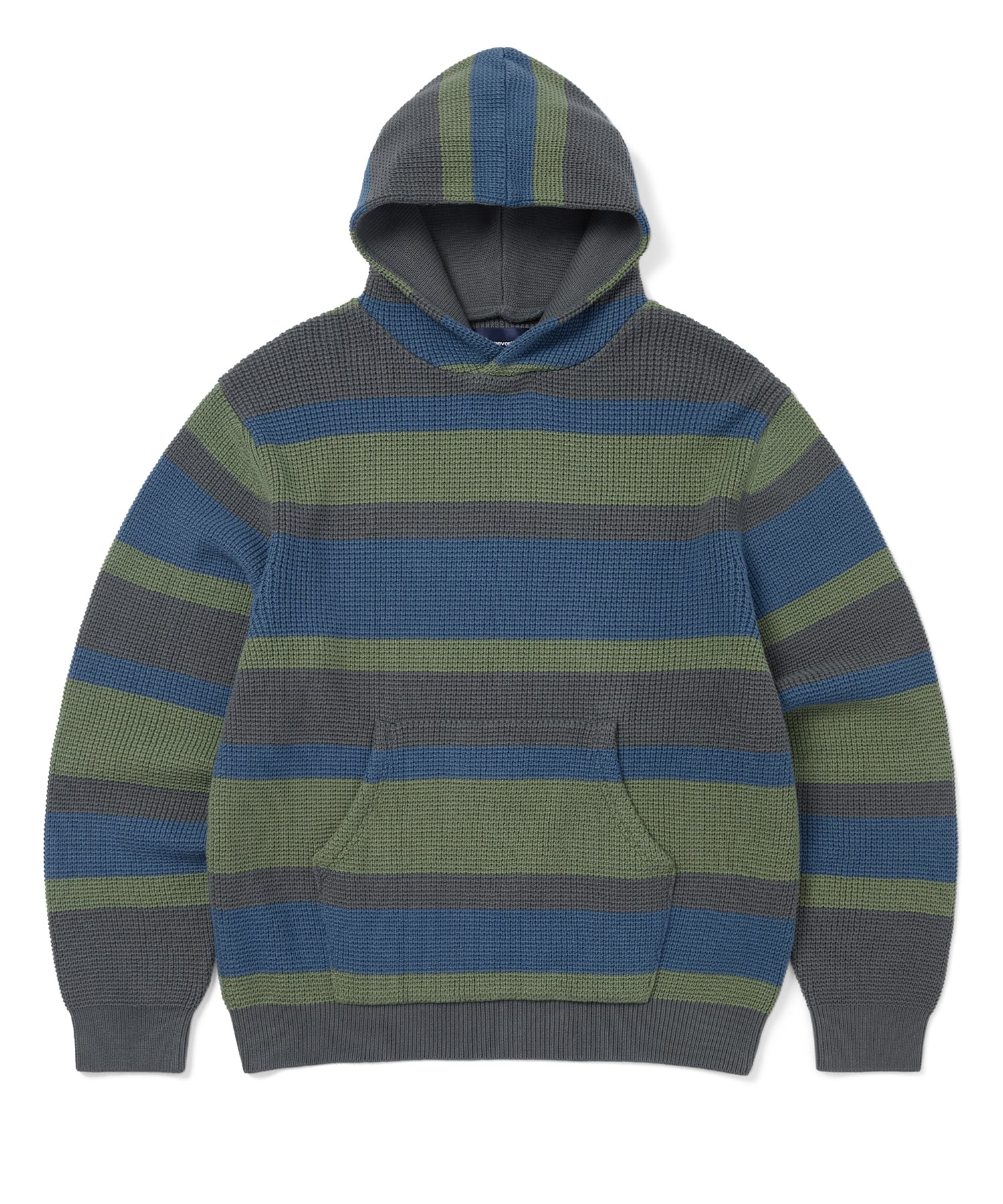 This Is Never That Striped Waffle Knit Hoodie Gray Xl