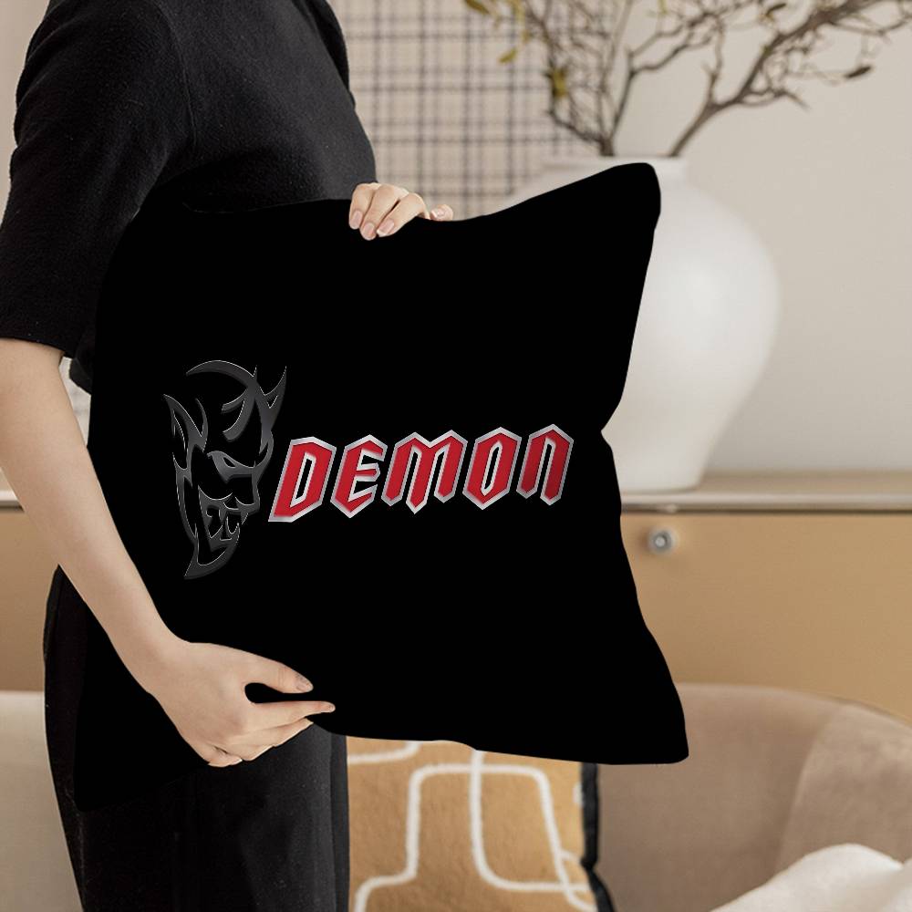 SRT Hellcat Demon Dodge Challenger Car Racing Cushion Cover Pillowcase Upholstery Sofa Throw Pillow Home Decor Pillowcas 12x12Inch