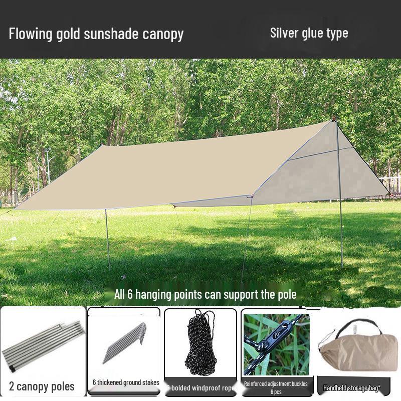 Heavy-Duty Black Oxford Cloth Tarp: Portable, Rainproof, Sunshade for Outdoor Camping, Picnic, Beach, Courtyard