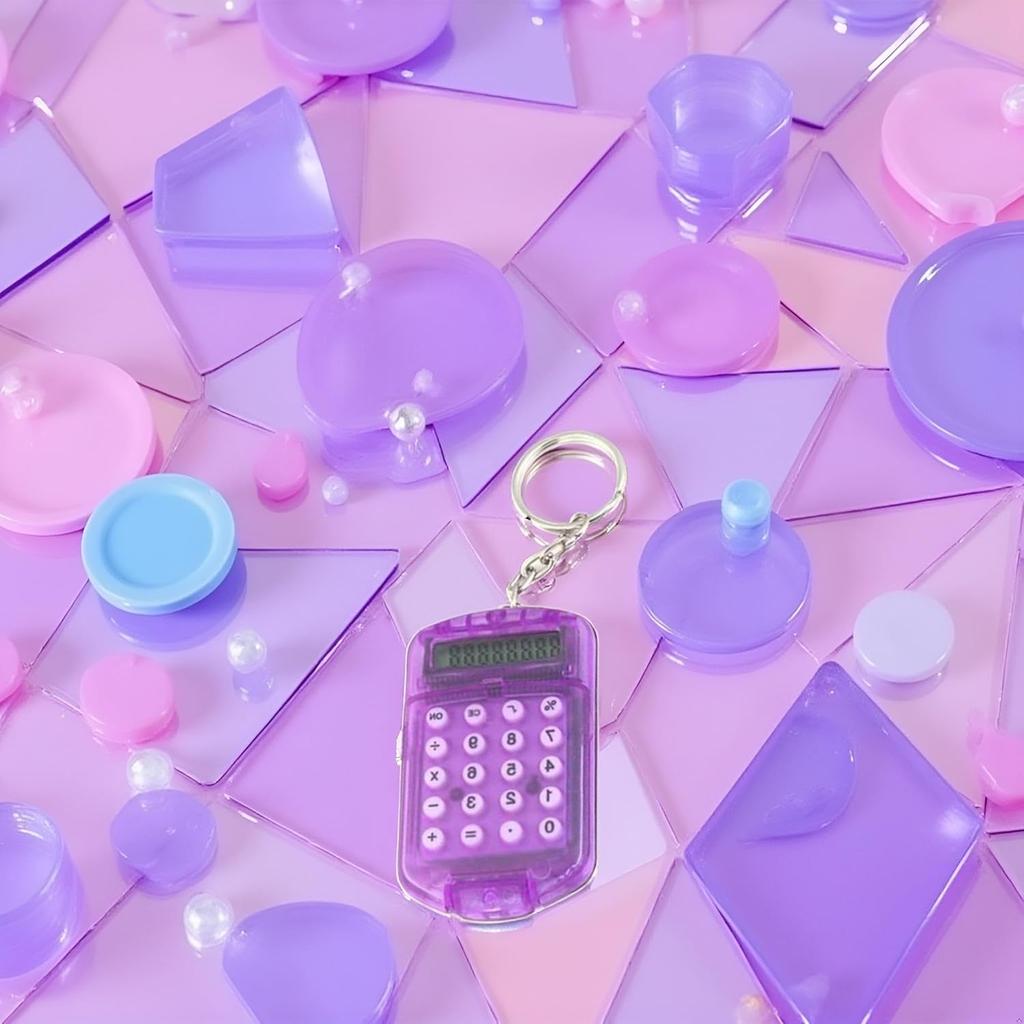 Purple 8Digits Pocket Mini Electronic Calculator Keychain Key Ring for Home School Office Supply,Calculators
