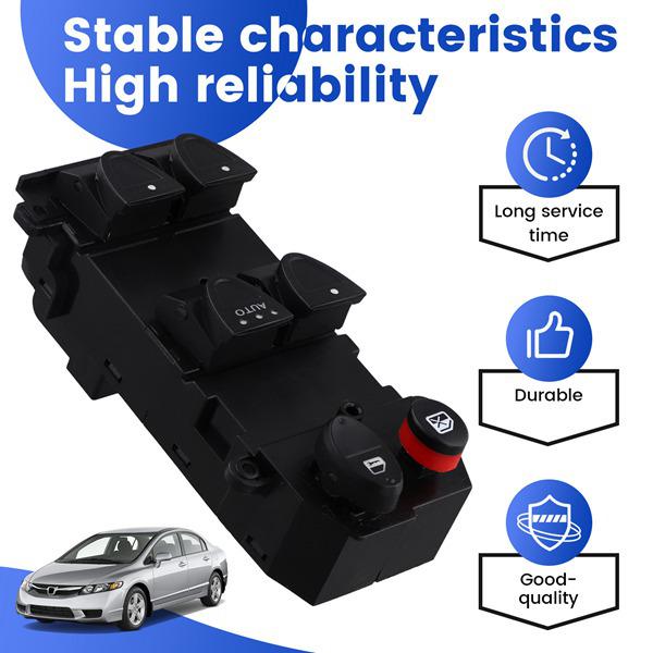 Black ABS Electric Window Switch 35750-SNV-U015, 1 pc: Fits