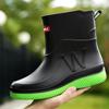 Men Waterproof Mid-Calf Work Rain Boots Non-Slip Rubber Shoes for Construction, Kitchen, and Fishing