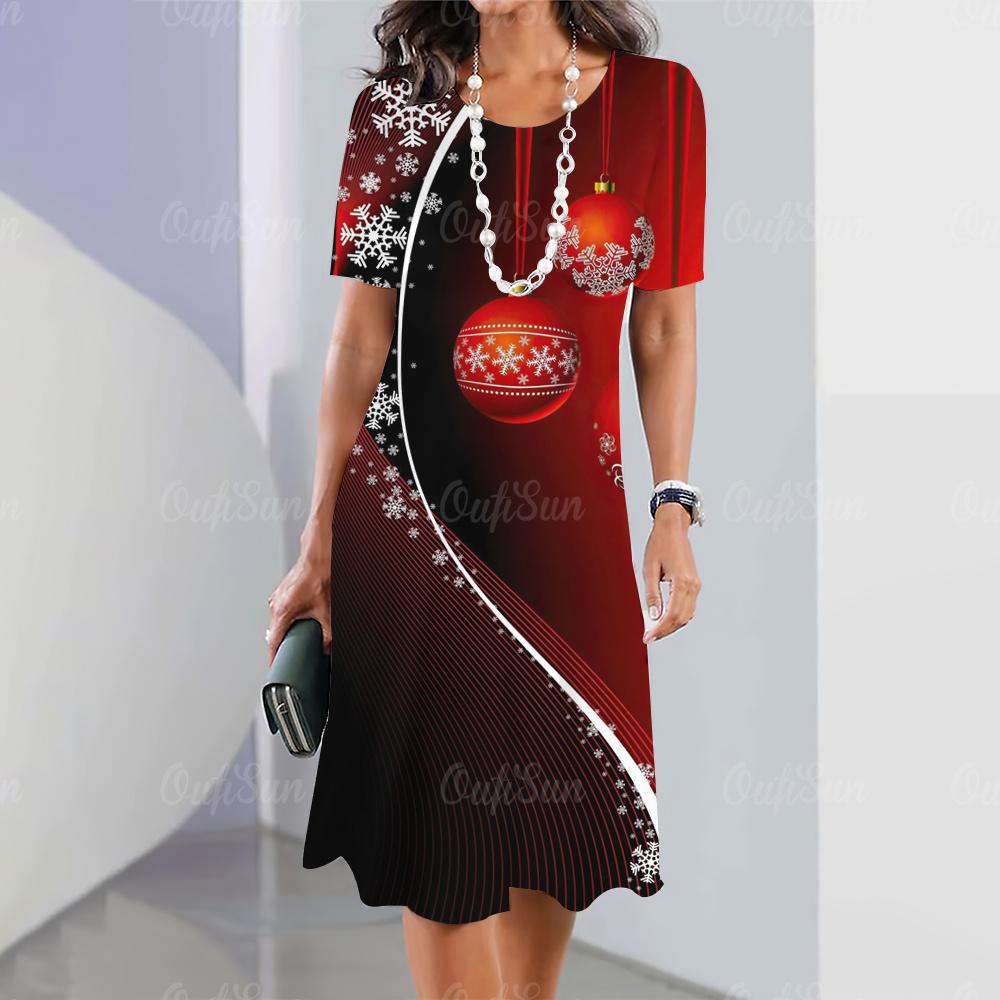 New Women's Dress Retro Dress Starlight Print Casual Short Sleeve Fashion Women's Plus Size 2K Clothing