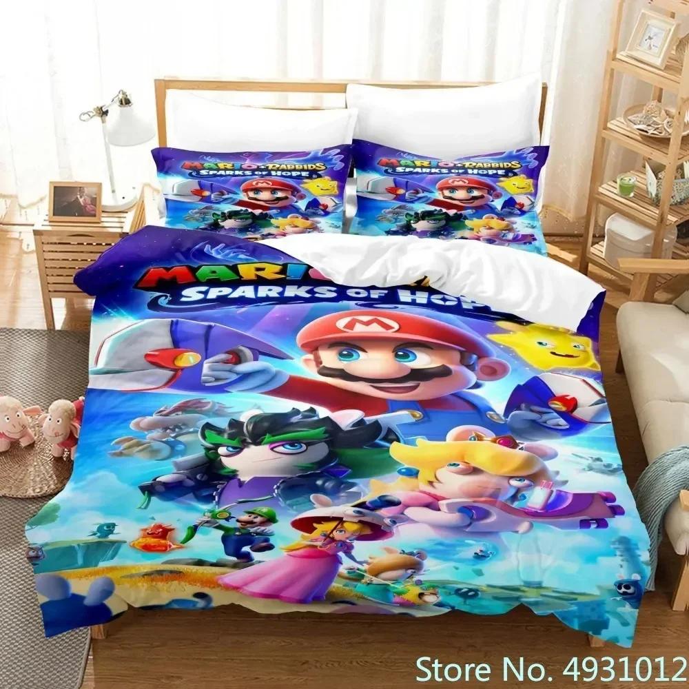 Pościel Super Mario Luigi Yoshi Toad Jumpman Anime 3D Poszewka na kołdrę Dla dziecka Dzieci Młodzież Dorosłych Tekstylia domowe Poszewka na kołdrę