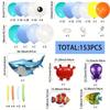 153PCS Ocean Themed Birthday Party Balloon Set Shark Bubble Fish Clownfish Crab Octopus Themed Party, Celebration Decoration