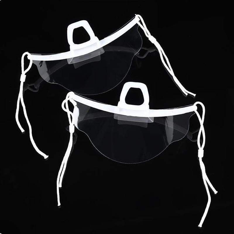 10Pcs Creative Shapes Clear Plastic Catering Mask Hotel Beauty Chef Waiter Protective Mask Reusable Visible Splash Proof Mask