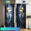 2-Panels Shakyamuni Buddha Lotus Flower Decorative Curtains   Semi Transparent Without Lining   Durable Polyester Fiber Curtains
