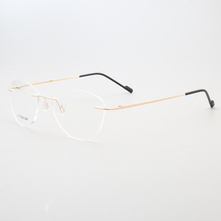 Simple Design Eyewear Rimless Metal Frame High Quality Business Eye Glasses золотой