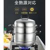 buuyyaa Stainless Steel with Glass Gas and IH Includes Steaming 28cm Steamer, Three-Tier, Multifunctional, Lid, Compatible, Cloth,
