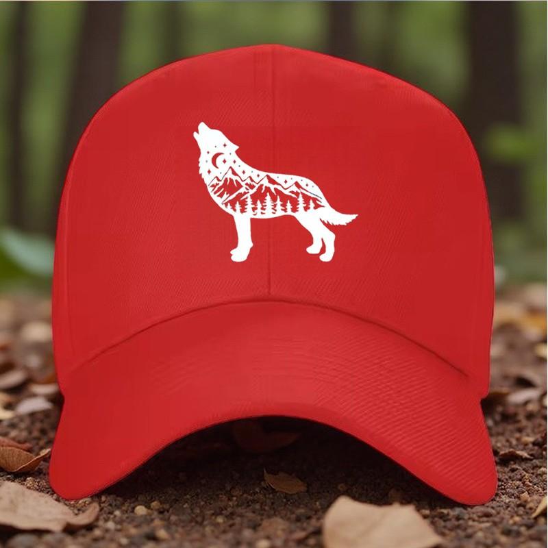 Howling Wolf Landscape Graphic Baseball Cap Polyester Outdoor Adjustable Unisex Adult Hat One Size