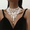 Gothic Lace Choker Necklace with Crystal for Women Girls Halloween Cosplay Party Custume Vintage Thick Choker Gifts