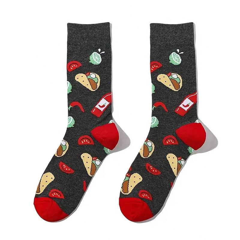 Мужские хлопковые носки большого размера до середины икры на тему «Животный мир». Модные носки 1 pair