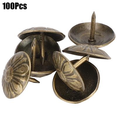 100Pcs 16 X 13mm Bubble Nail Chrysanthemum Pattern Vintage Upholstery Sofa Fixed Decoration