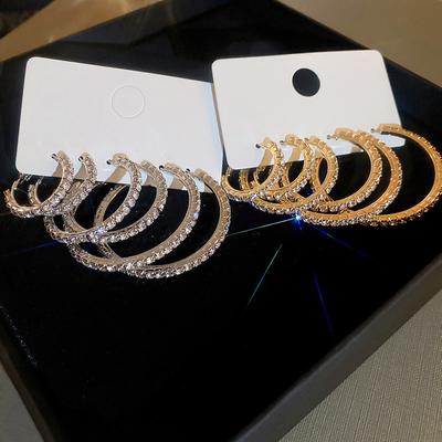 6 st zirkon geometriska cirkelörhängen för kvinnor enkelt mode temperament lätt lyxiga ringörhängen smycken accessoarer