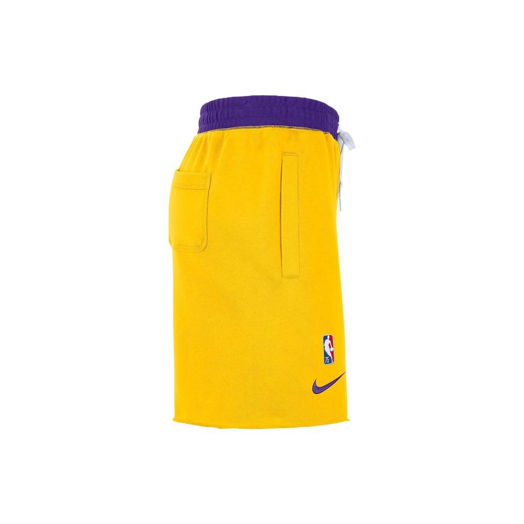 Nike Lakers Colorblock Logo Breathable Knit Sports Shorts Men Bottoms Yellow DB1954-728