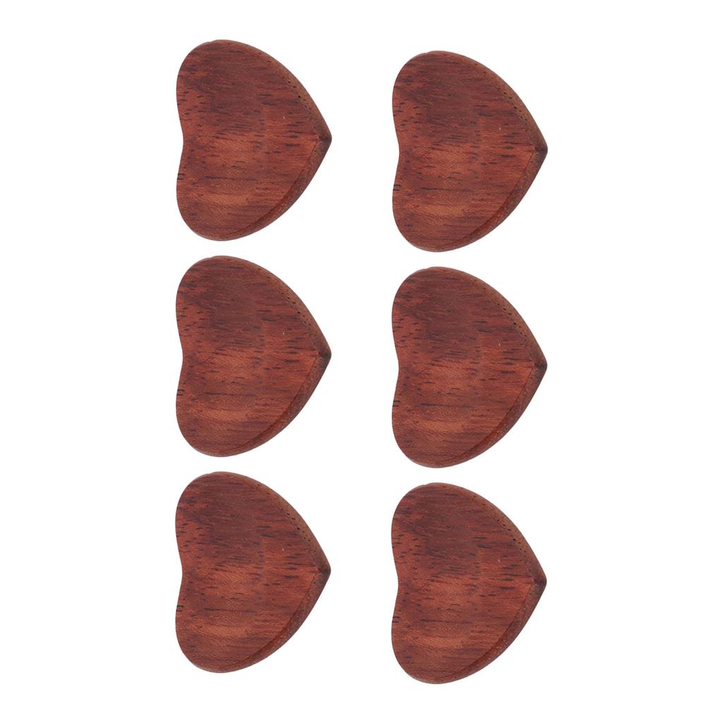 6PCS Guitar Pick Wooden Heart Shaped Burr Free Smooth Surface Guitar Accessories for Guitarist