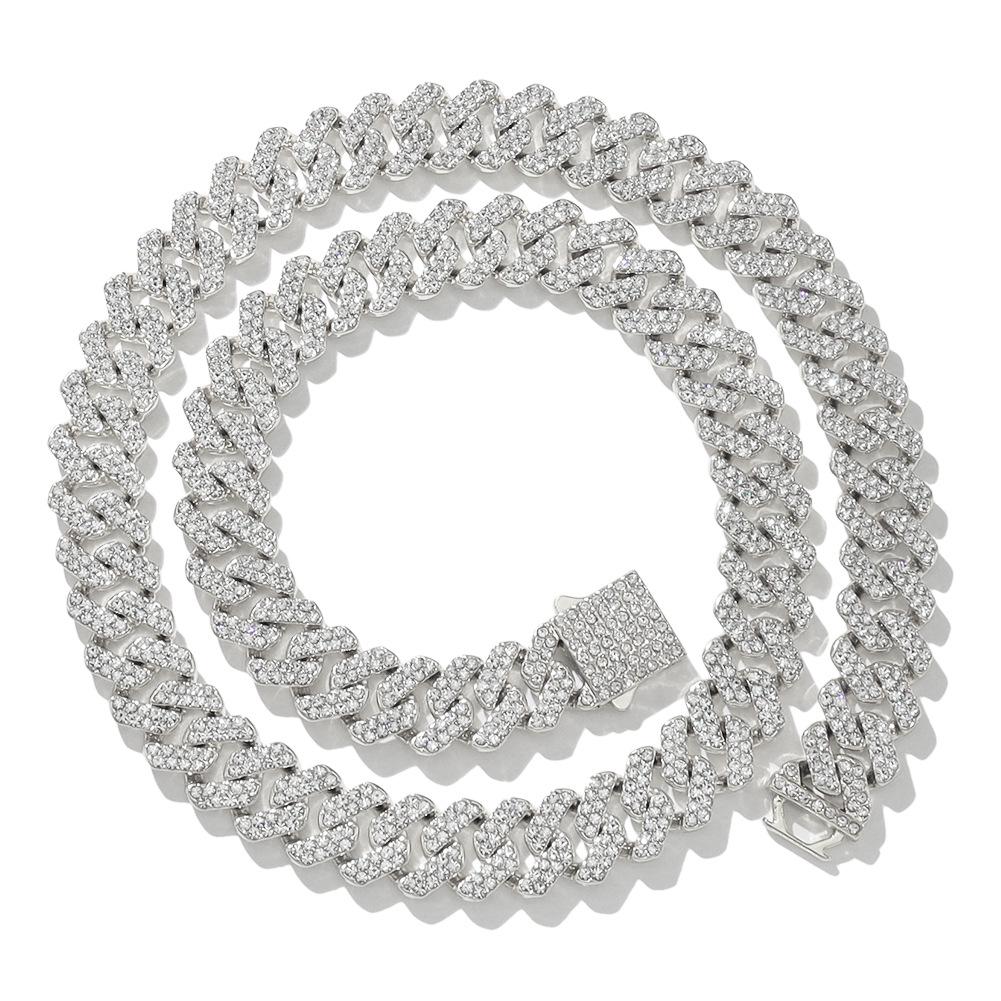 15mm Diamond Rhombus Cuban Chain with Butterfly Clasp - Trendy Hip Hop Choker Necklace