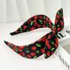 1/2pcs Elegant Sweet Multicolor Cherry Printed Wide Edge Tied Rabbit Ear Hairbands Hair Styling Tools for Volume Part Management