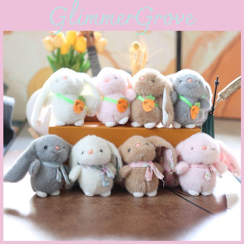 Plush Stuffed Animal Rabbit Keychain With Scarf Accessory Super Soft Backpack Charm For Kids Gifts
