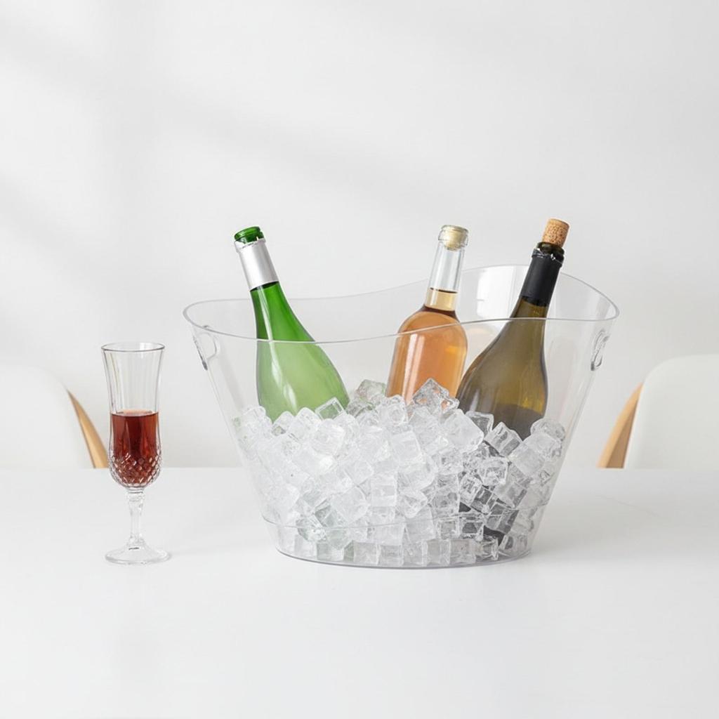 Ice Bucket Stable Flat Base, Clear Drink Bucket, Shatterproof, Beverage Tub, for