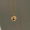 Simple round beads champagne gold pendant necklace new fashion and high-end pearl earrings for women banquet jewelry sets