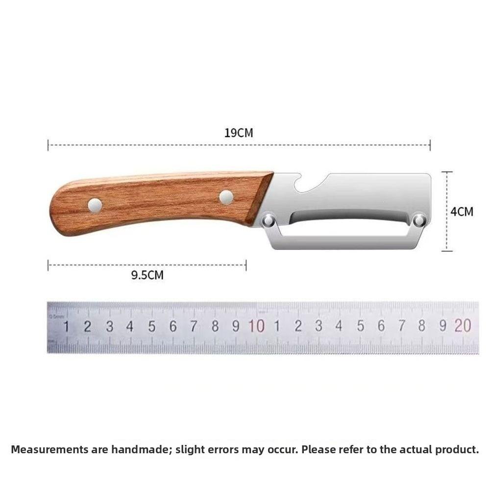 Multi-Functional Vegetable Peeler with Wooden Handle and Bottle Opener Stainless Steel Kitchen Peeler Peeling Tool