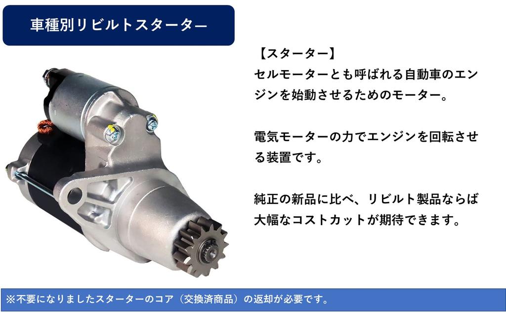 Aqua Dream Rebuilt Starter Toyota OEM Compatible Alphard AQUA DREAM ADS-28052 [Representative Number] 28100-28052, 28100-28053 [Reference Vehicles]