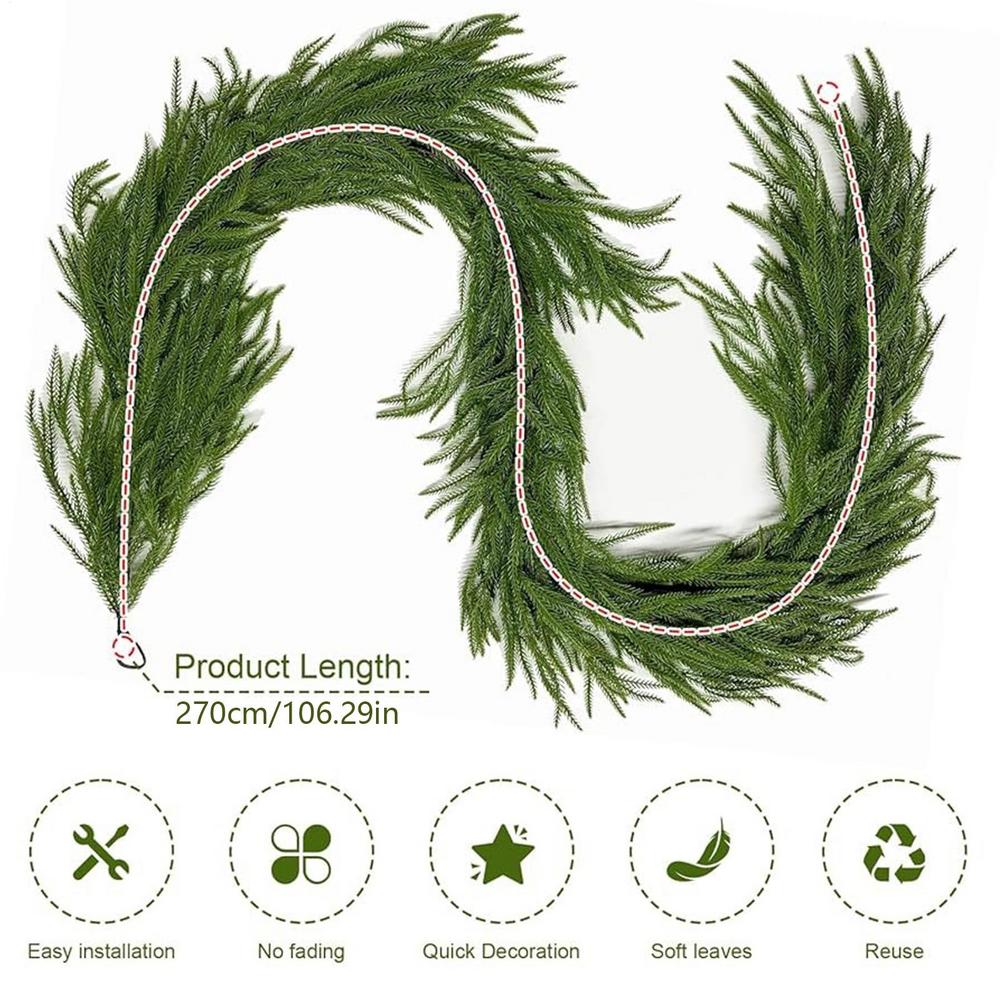 2025 Christmas Garland Artificial Pine Greenery Garland Faux Pine Wicker For Home Party Decoration