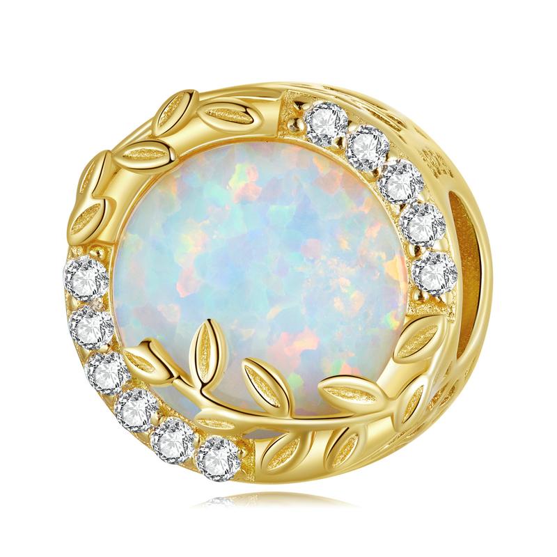 Bamoer 925 Sterling Silver Heart-shaped Leaf Pendant Fit for Women DIY Bracelet & Bangle Plated Gold Heart Charms Fine Jewelry