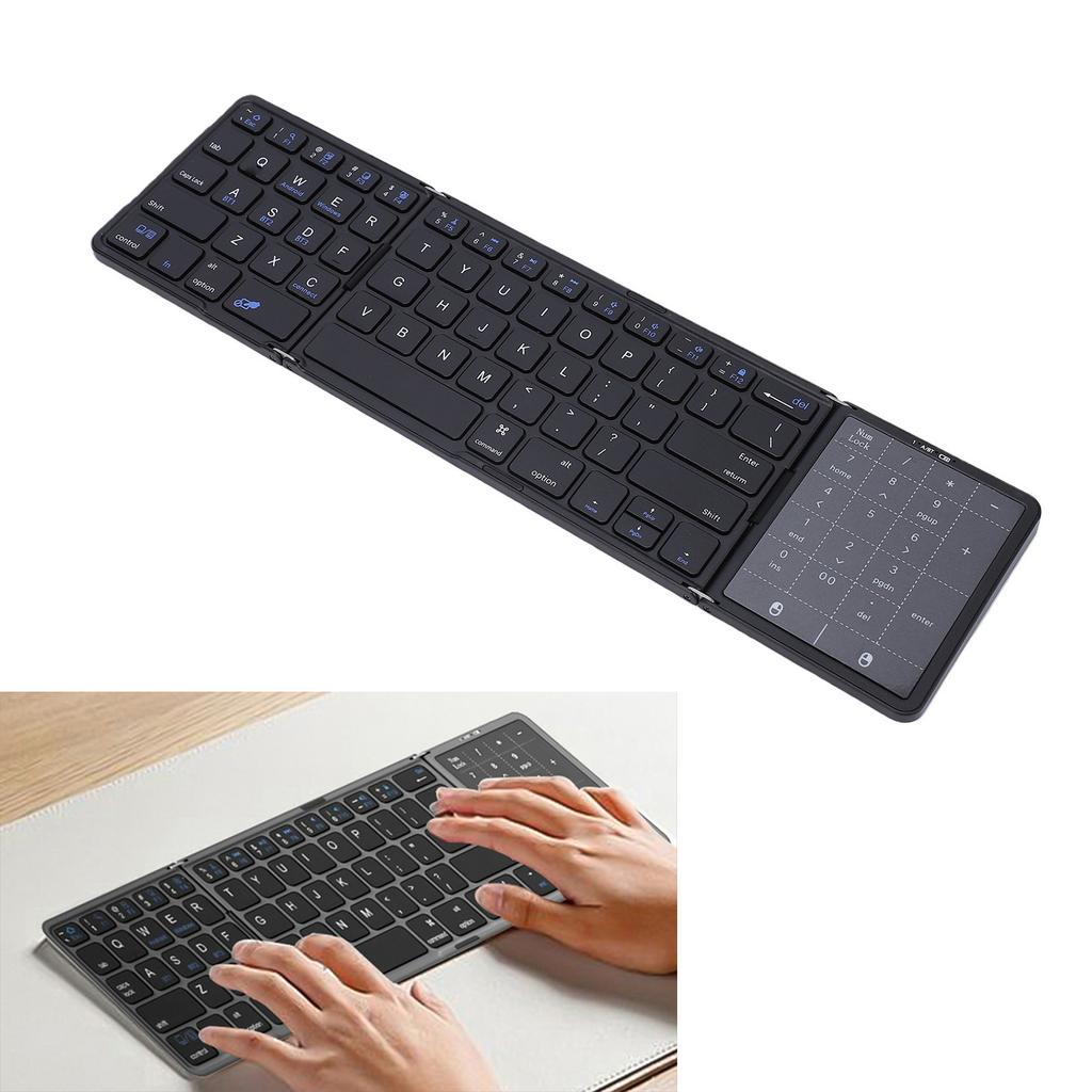 Fold Keyboard Rechargeable Full Size Keys Folding Wireless Keyboard with Touchpad Multi Device Sync for Laptop PC Tablets