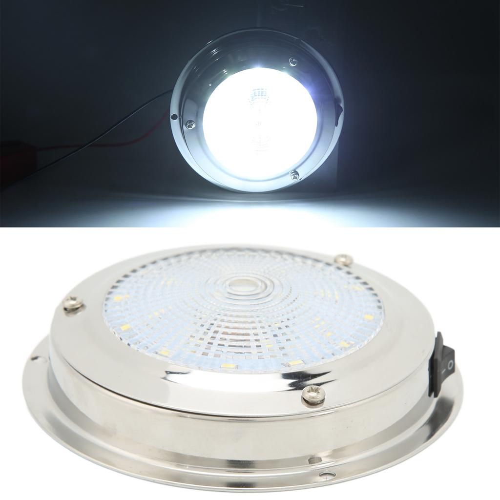 LED RV Dome Light RV Ceiling Dome Light IP65 Waterproof 316 Stainless Steel Housing DC12‑24V Marine Courtesy Lamp