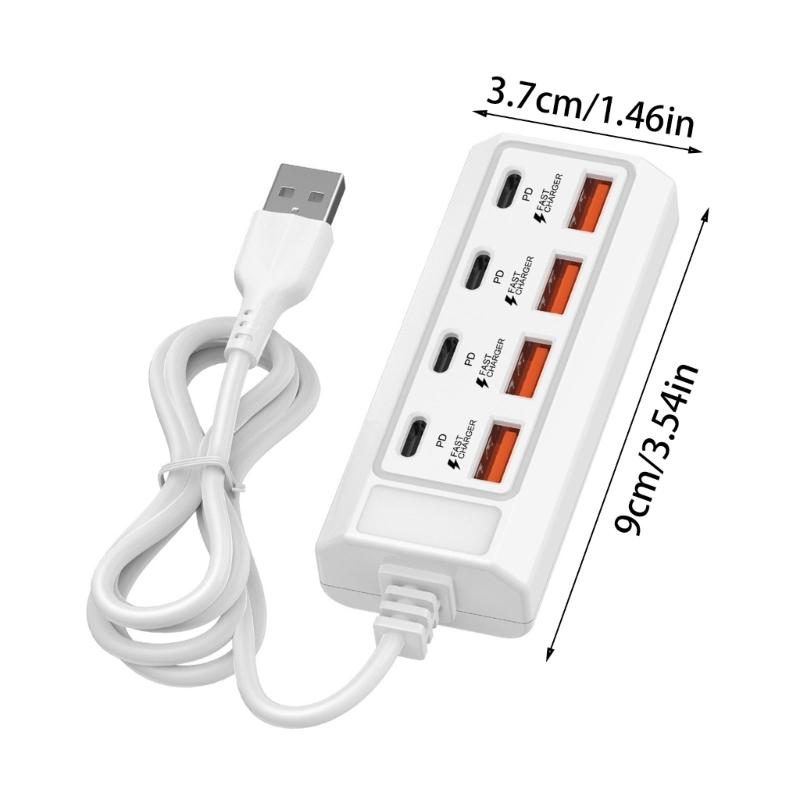 8 In 1 USB Electrical Socket 25W USB TYPE C Power Strips Charger Station Splitter For Tablet Laptop Mobile Phones