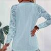 Women's Casual V-neck Lace Patchwork Cutout Blouse Top