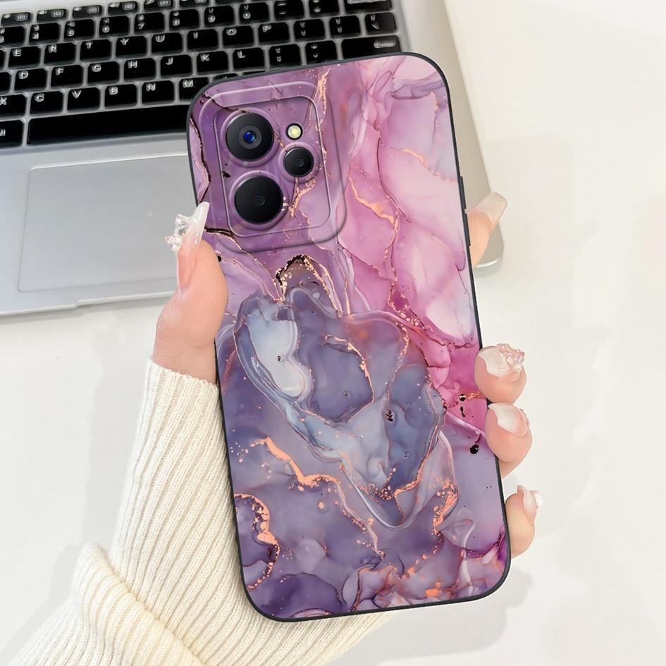 For Realme 9i Case Cool Fashion Flower Marble Sunset Soft Liquid Silicone Lens Protective Cover For Realme 9i 5G Realme9i Bumper