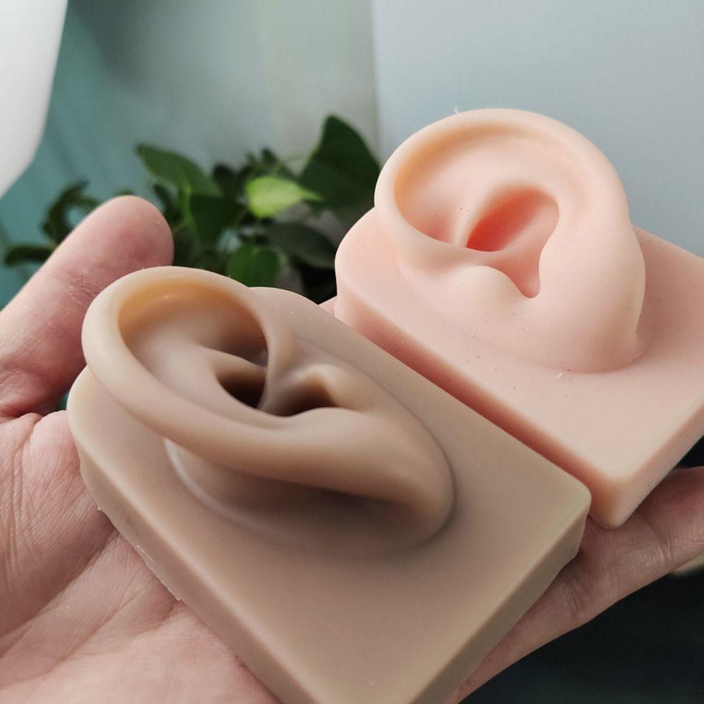 Practice for Hearing Teaching Piercing Practice Body Human Jewelry Earrings Display Simulation Ear Silicone Ear Model Fake Ear