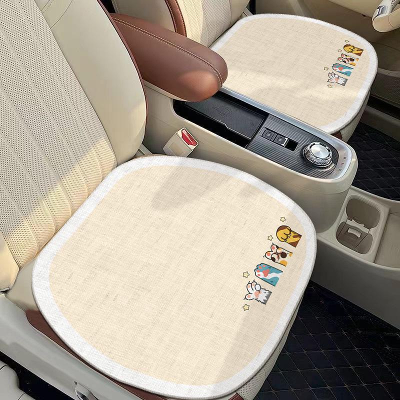 

Universal Cartoon Linen Car Seat Cushion - Breathable, Ventilated, Dirt-Resistant, All-Season Comfort. Driver Seat Cushion [1 piece]