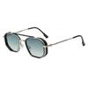 Double beam metal punk sunglasses men's, women's retro ins style European and American ink polygon personalized glasses