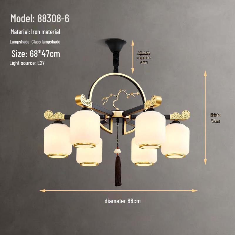 2024 Modern Chinese Style Chandelier for Living Room, Dining Room, or Bedroom - Simple and Elegant Atmosphere with Hotel-Quality Lighting