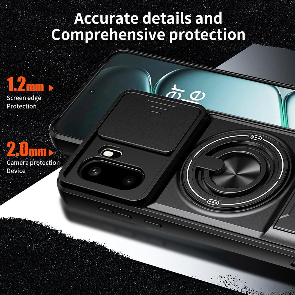 KEYSION Magnetic Phone Case for OnePlus 15R 5G 1+ Ace 6 6T Slide Camera Protection Upright Kickstand Ring Shockproof Back Cover