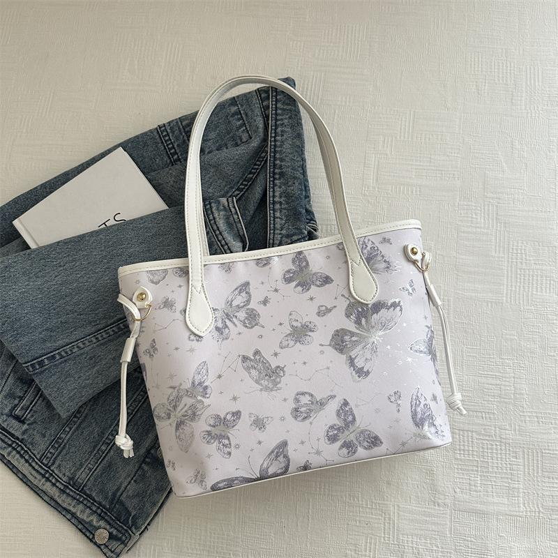 Shoulder Bag Butterfly Casual Bag Women's Large Capacity Crossbody Summer Casual College Student Class Tote Bag