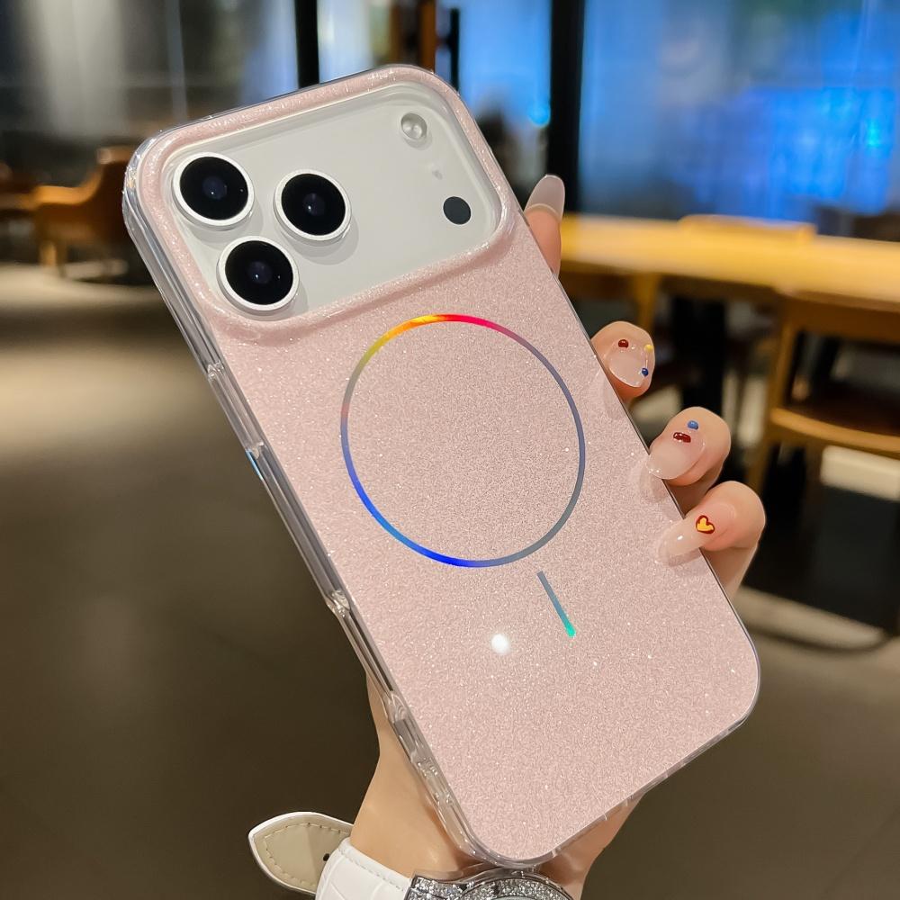 Luxury Laser Glitter ForMagsafe Phone Case ForiPhone 17 Air 16 15 14 Plus 13 Pro Max Shockproof Shiny Bumper Crystal Cover