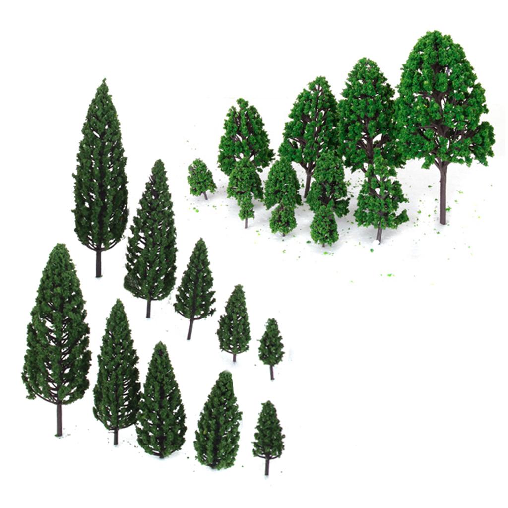 22 piece Train Landscape 6.3 Cm Green Architecture Trees