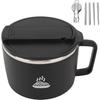 304 Stainless Steel Noodle Bowl Set,Microwave Safe,Ramen Bowl with Chopsticks and Spork,Portable Soup Bowl,Ramen Cooker Bowl with Lid for Office Home