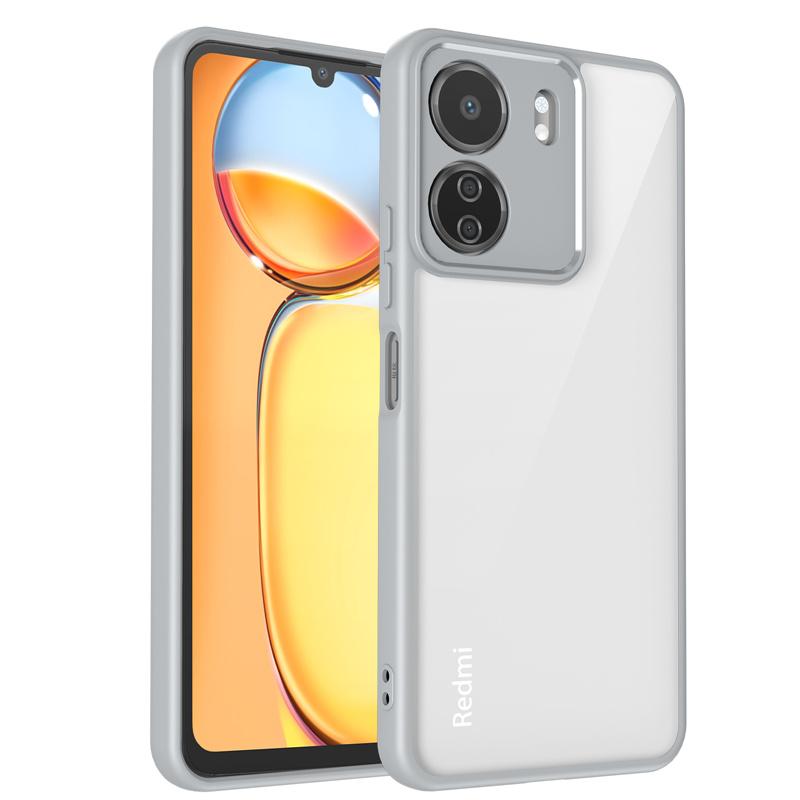 

For Xiaomi Poco C65 Case Plating Silicone Bumper Shockproof Clear Back Cover Hard Phone Case for Xiaomi Poco C65 PocoC65 4G 2023 Pc + tpu&Poco C65 серый